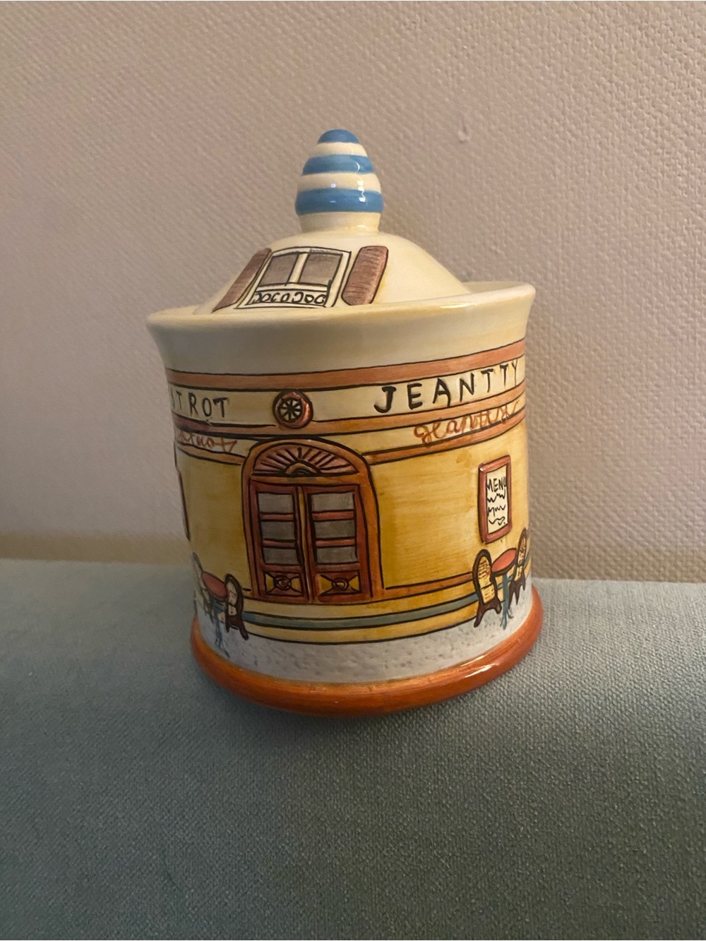 Sakura Table "Paris Bistro" Gracey Knight Lidded Canister - Preowned Good